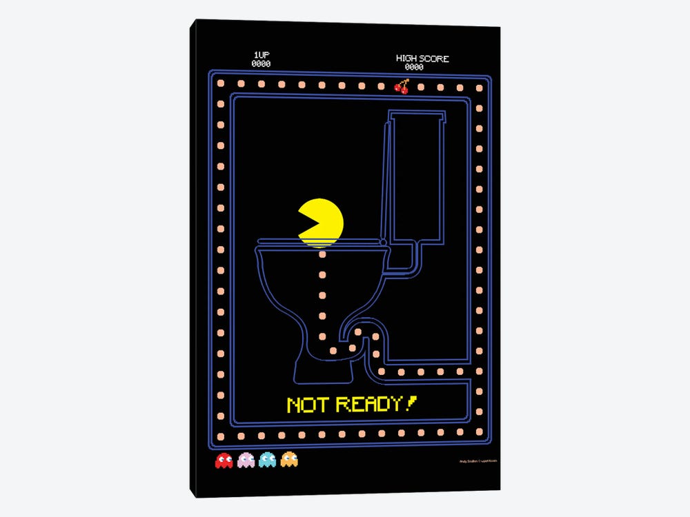 Pac Man On The Toilet by WyattDesign 1-piece Canvas Wall Art