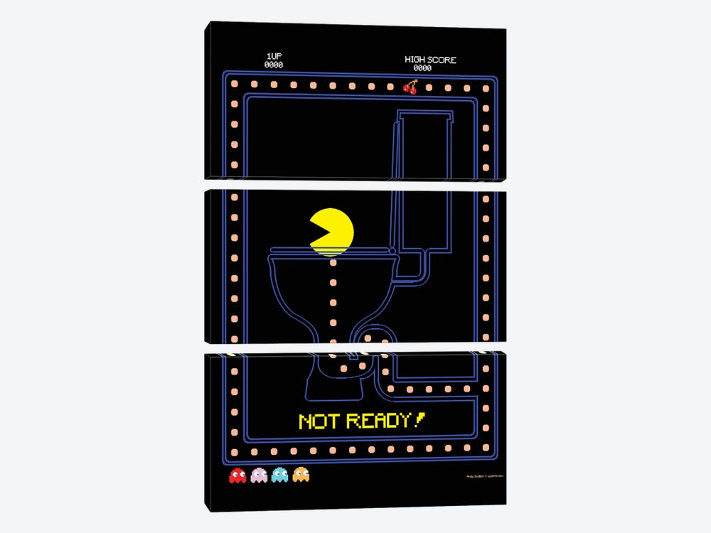 Pac Man On The Toilet by WyattDesign 3-piece Canvas Wall Art