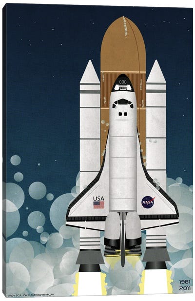 Nasa Space Shuttle Rocket Canvas Art Print - Space Exploration Art