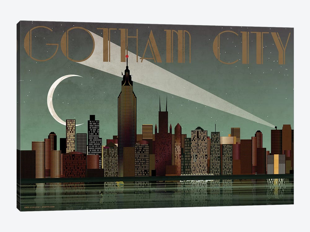 Gotham City Skyline Batman by WyattDesign 1-piece Canvas Art