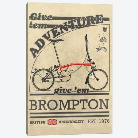 Brompton Bicycle Vintage Advert Canvas Print #WYD45} by WyattDesign Art Print