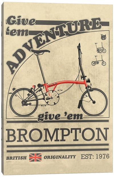 Brompton Bicycle Vintage Advert Canvas Art Print - Cycling Art