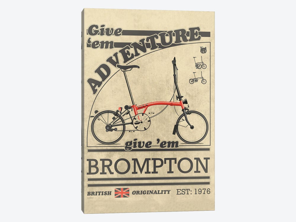 Brompton Bicycle Vintage Advert by WyattDesign 1-piece Canvas Art Print