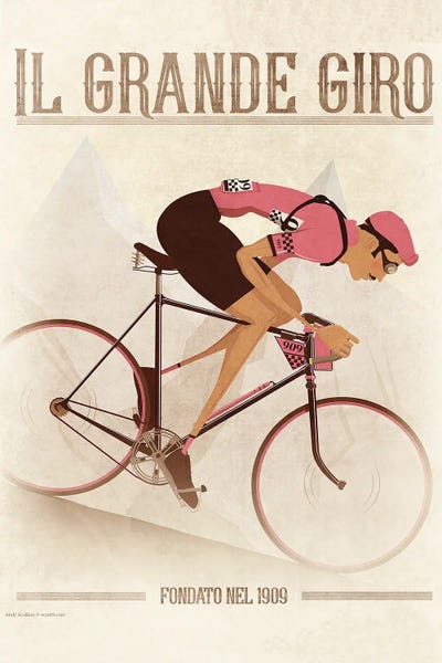 Giro D'Italia Vintage Cycling Tour by WyattDesign framed wall art