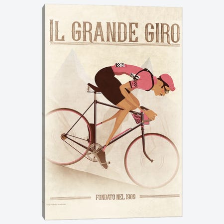 Giro D'Italia Vintage Cycling Tour Canvas Print #WYD48} by WyattDesign Canvas Artwork