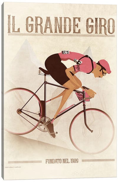 Giro D'Italia Vintage Cycling Tour Canvas Art Print - Cycling Art
