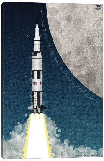 Nasa Space Rocket Apollo Saturn V Canvas Art Print