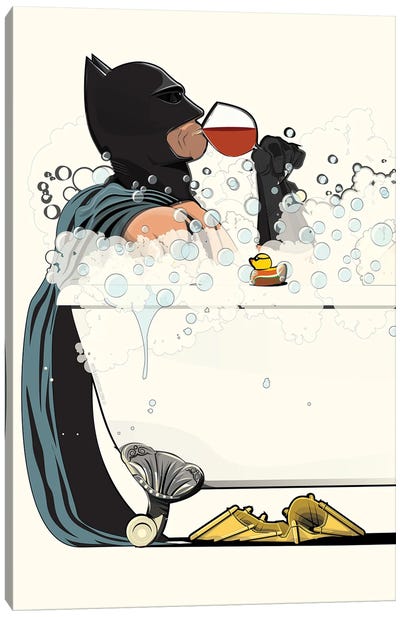 Bat Bath II Canvas Art Print - Comic Book Character Art