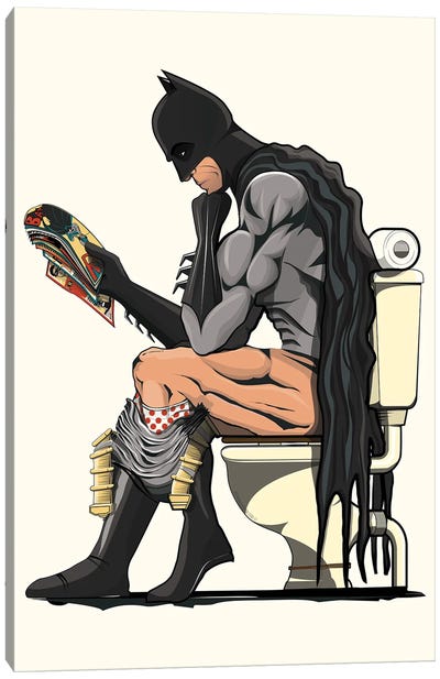 Bat Loo II Canvas Art Print - Bathroom Humor