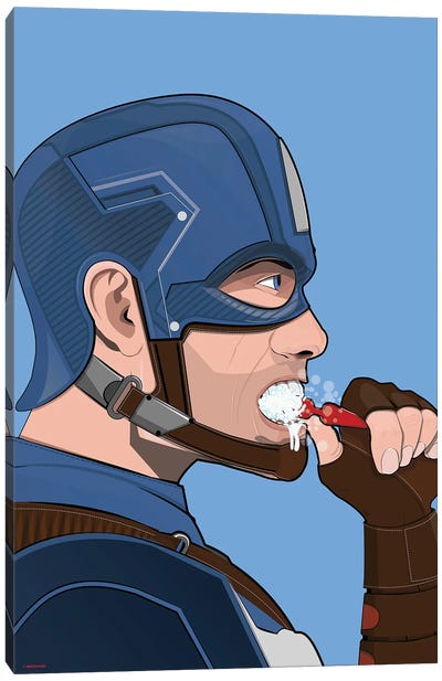 Cap Teeth Canvas Art Print - Captain America