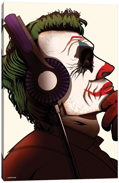 Joker Headphones Canvas Art Print - Villain Art