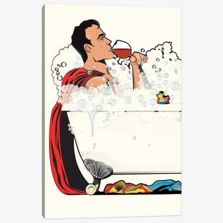 Superman Bath Canvas Print #WYD73} by WyattDesign Art Print