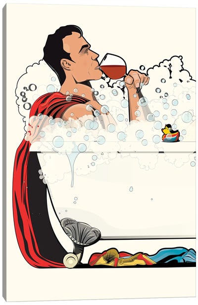 Superman Bath Canvas Art Print - Superhero Art