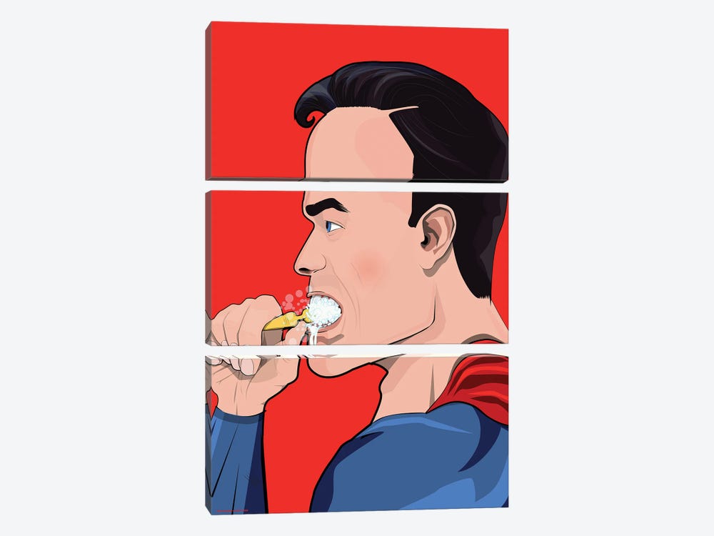 Superman Teeth by WyattDesign 3-piece Canvas Print