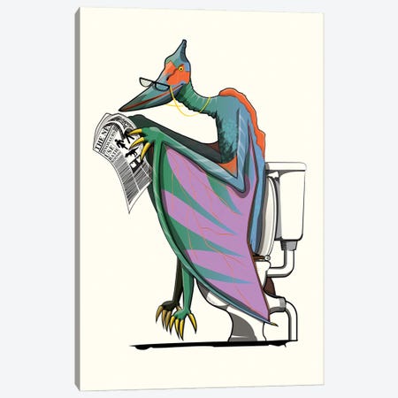 Dinosaurs Pterodactyl On The Toilet Canvas Print #WYD80} by WyattDesign Canvas Artwork