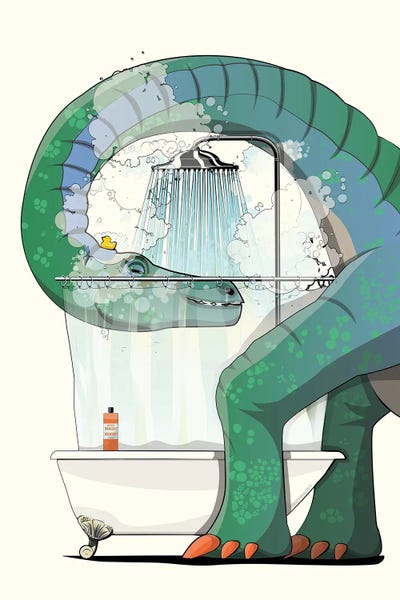 Prehistoric Animals: Dinosaurs Diplodocus In The Shower Bathroom by WyattDesign
