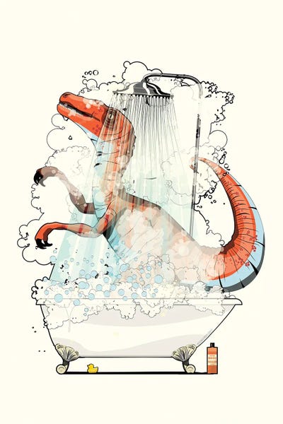 Raptors: Dinosaurs Velociraptor In The Shower by WyattDesign