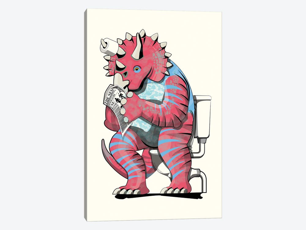 Dinosaurs Triceratops On The Toilet by WyattDesign 1-piece Canvas Print