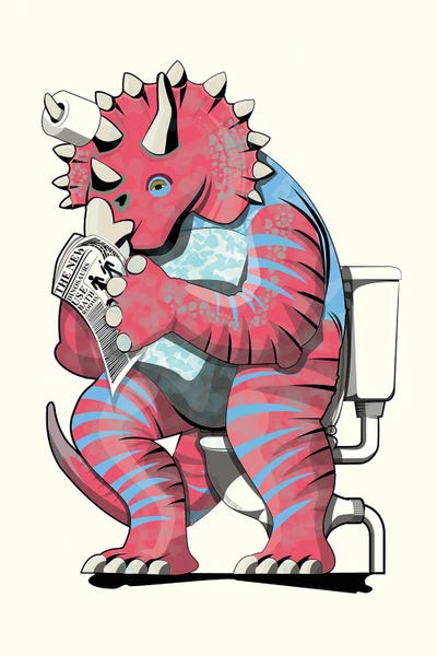 Prehistoric Animals: Dinosaurs Triceratops On The Toilet by WyattDesign