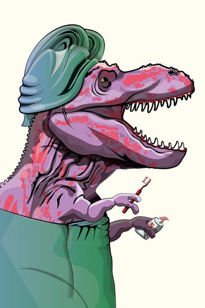 Prehistoric Animals: Dinosaur Tyrannosaurus Brushing Teeth by WyattDesign