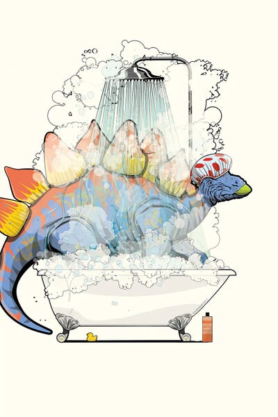 Prehistoric Animals: Dinosaur Stegosaurus In The Shower Bathroom by WyattDesign