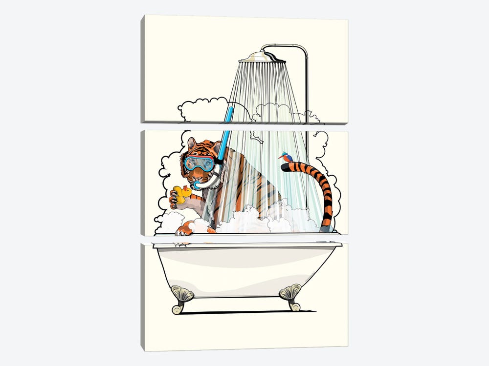 Tiger In The Bath by WyattDesign 3-piece Art Print