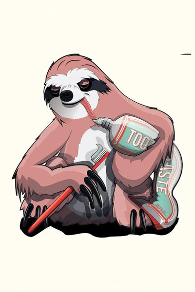 Sloths: Sloth Brushing Teeth by WyattDesign