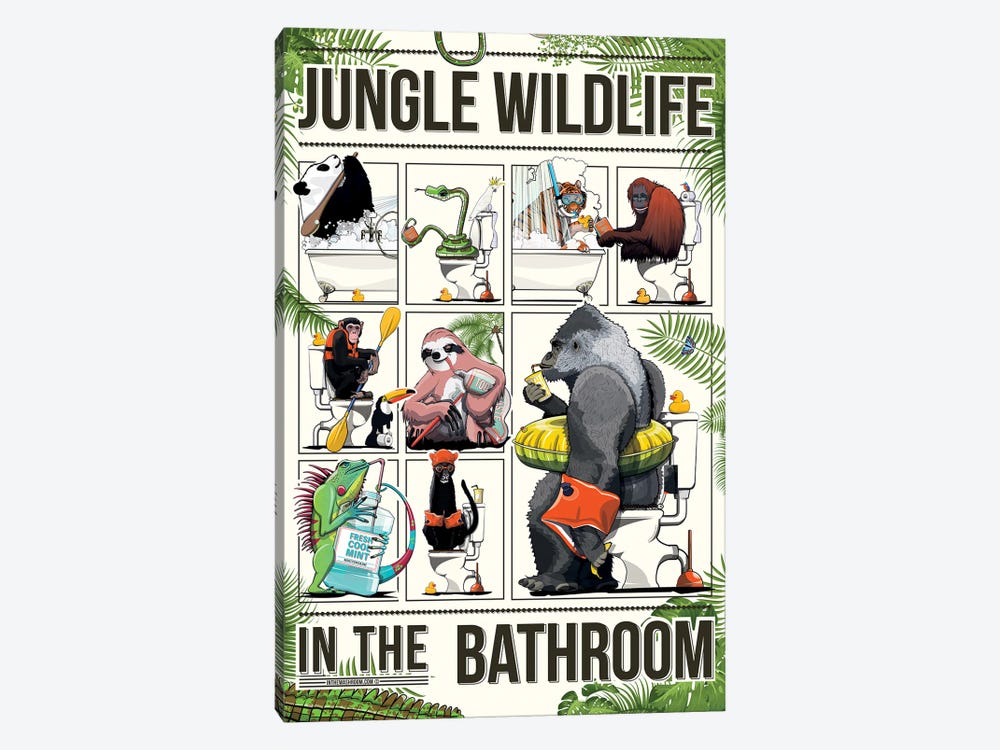 Jungle Animals In The Bathroom 1-piece Art Print