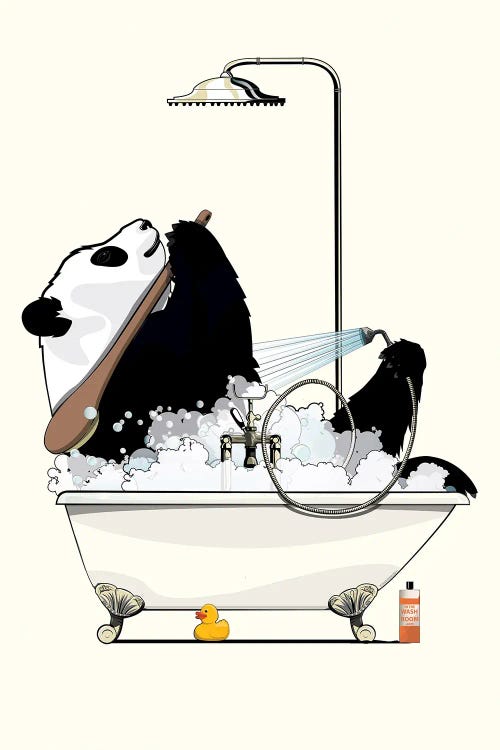 Giant Panda Bear In The Bath