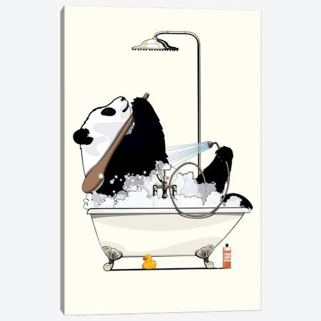 Giant Panda Bear In The Bath Canvas Print #WYD90} by WyattDesign Canvas Art Print