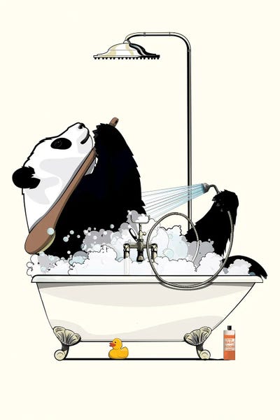 Pandas: Giant Panda Bear In The Bath by WyattDesign