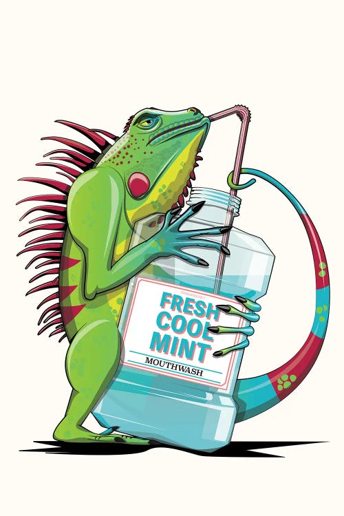 Iguana Funny Bathroom Poster by WyattDesign wall art