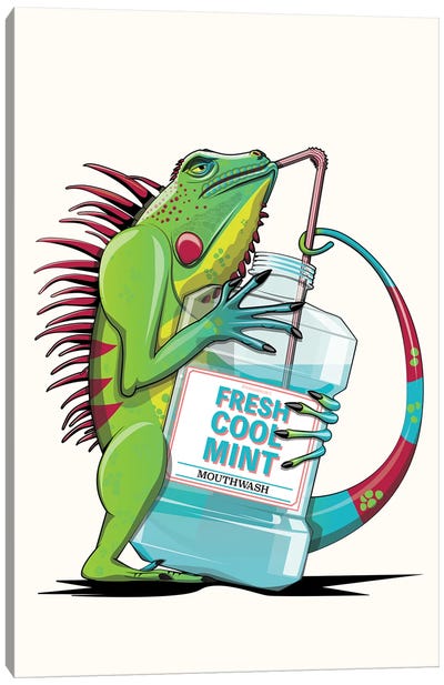 Iguana Funny Bathroom Poster Canvas Art Print - Lizard Art