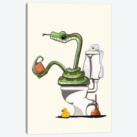 Snake On The Toilet Canvas Print #WYD92} by WyattDesign Art Print