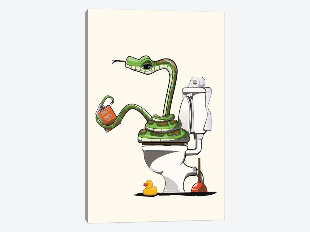 Snake On The Toilet by WyattDesign 1-piece Canvas Print