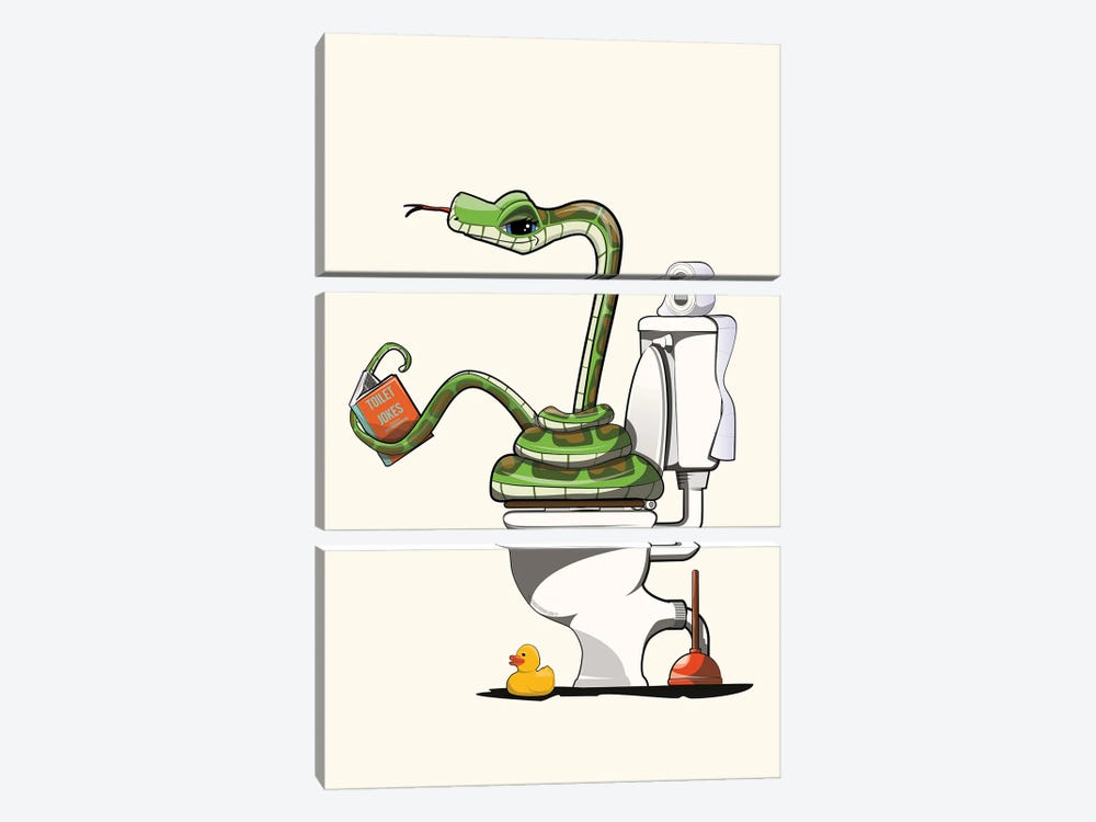 Snake On The Toilet by WyattDesign 3-piece Art Print