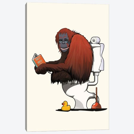 Orangutan On The Toilet Canvas Print #WYD93} by WyattDesign Canvas Print