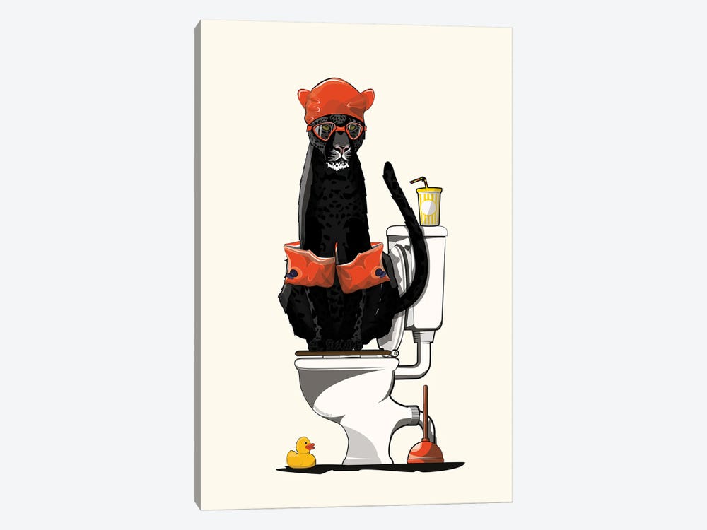 Black Panther On The Toilet by WyattDesign 1-piece Canvas Print
