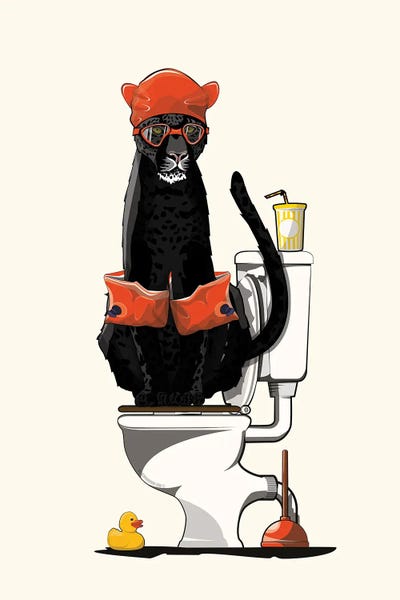WyattDesign: Black Panther On The Toilet by WyattDesign
