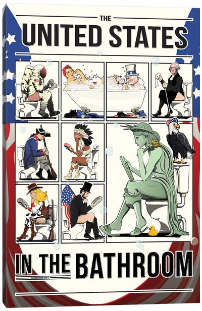 United States In The Bathroom Canvas Art Print - Uncle Sam