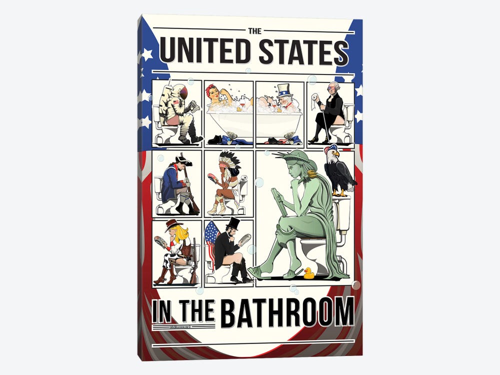 United States In The Bathroom by WyattDesign 1-piece Canvas Wall Art