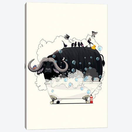 Buffalo In The Bath Canvas Print #WYD96} by WyattDesign Canvas Art