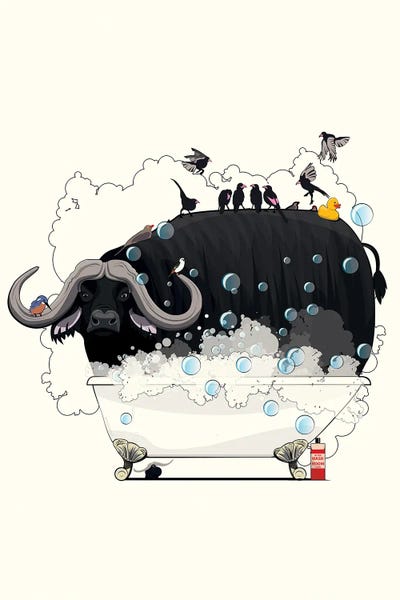 Bison & Buffaloes: Buffalo In The Bath by WyattDesign