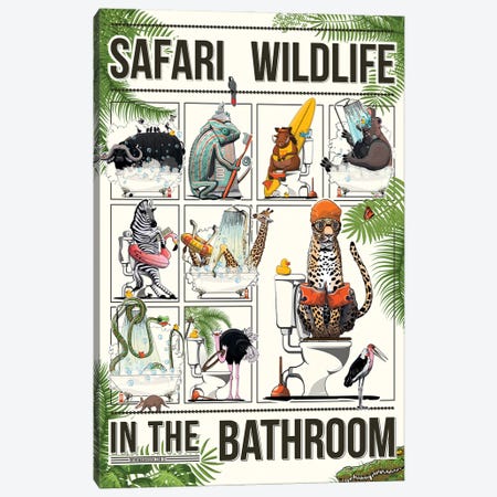 Safari Bathroom Animals Canvas Print #WYD99} by WyattDesign Canvas Art Print