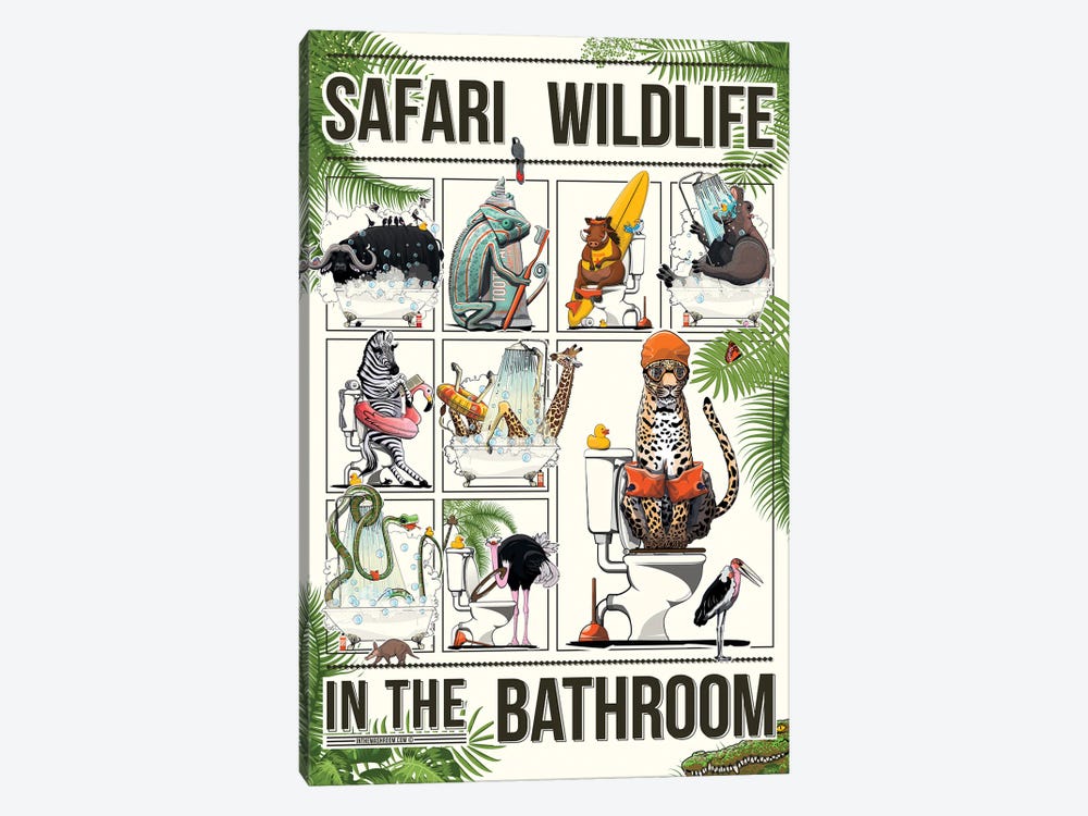 Safari Bathroom Animals by WyattDesign 1-piece Canvas Artwork
