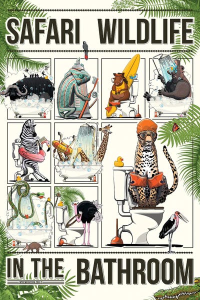 Hippopotamuses: Safari Bathroom Animals by WyattDesign