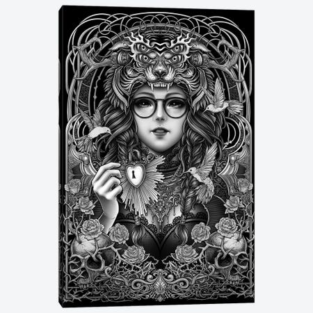 Goth Girl And Occult Key Canvas Print #WYS105} by Winya Sangsorn Canvas Art