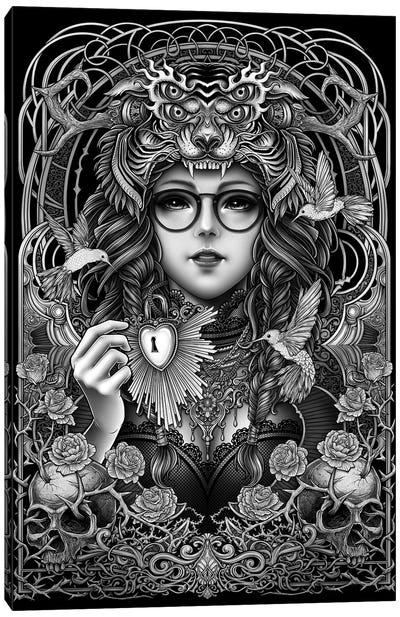 Goth Girl And Occult Key Canvas Art Print - Winya Sangsorn