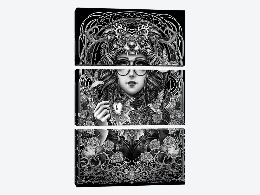 Goth Girl And Occult Key by Winya Sangsorn 3-piece Canvas Artwork