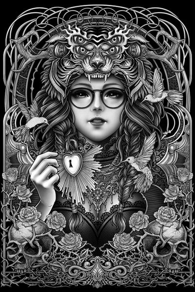 Goth Art: Goth Girl And Occult Key by Winya Sangsorn